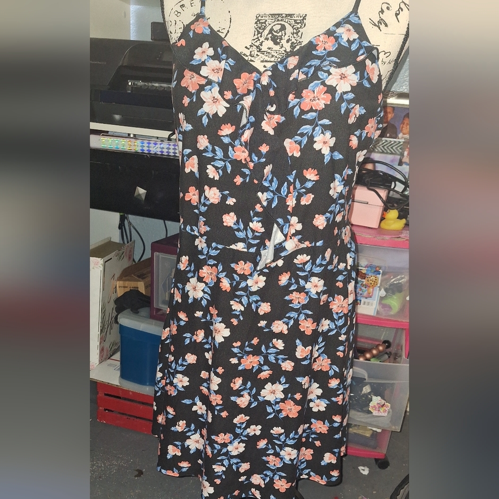 No Boundaries Black Dress with Floral Print